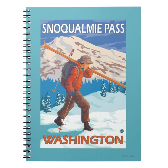 Skier Snow Skis - Snoqualmie Pass, WA Notizblock (Vorderseite)