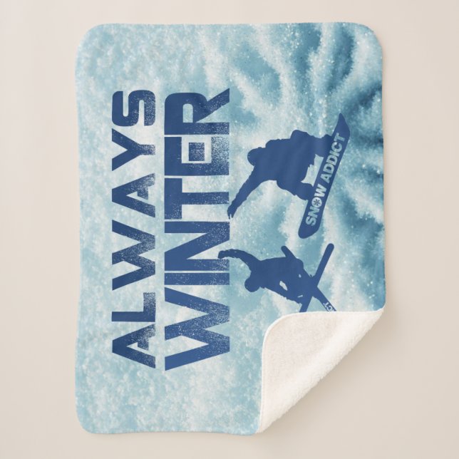 Skier & Snowboarder Throw Blanket Sherpadecke (Vorderseite)