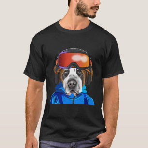 Skier St. Bernard Snowboarding Pocket T-Shirt