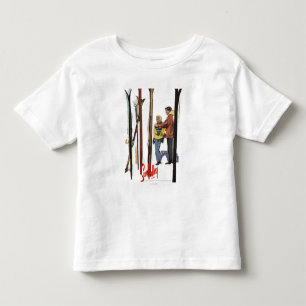 Skier stehend im Schnee beim Paar Poster Kleinkind T-shirt