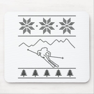 Skier - Strickmuster - Weihnachten - Berge Mousepad