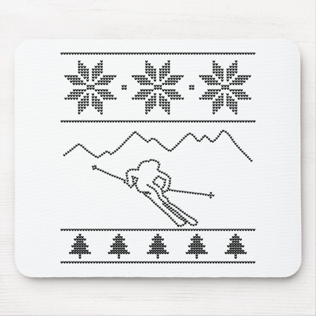 Skier - Strickmuster - Weihnachten - Berge Mousepad (Vorne)