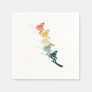 Skier Vintag Ski Winter Sportgebirge Geschenk Serviette