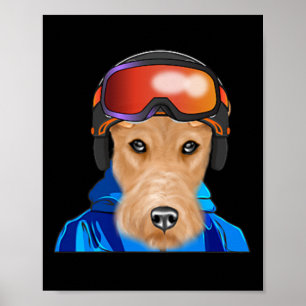 Skier Wire Fox Terrier Snowboard Pocket Poster