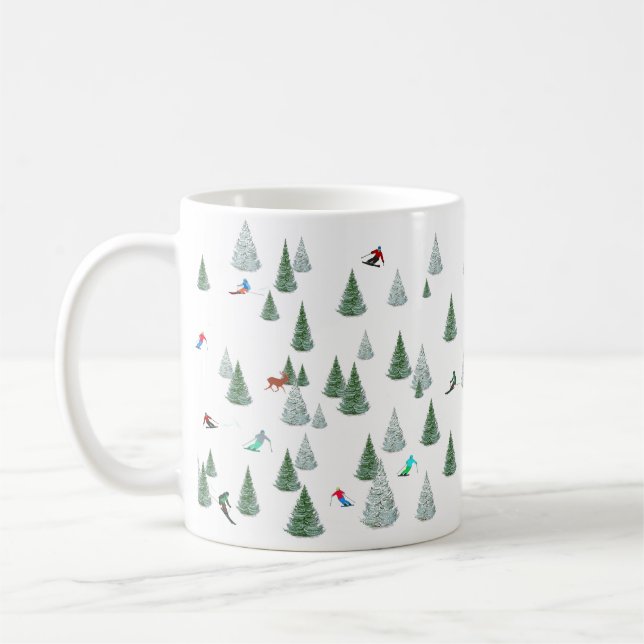 Skiers Downhill Skiing Illustration  Kaffeetasse (Links)
