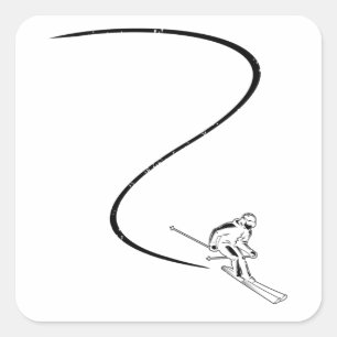 Skiers   Ski Skis Skiing Winter Gifts Quadratischer Aufkleber