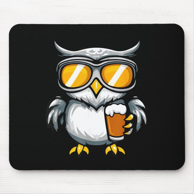 Skieule mit Bier _ Apres-Ski-Comic  Mousepad (Vorne)