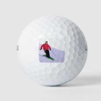 Skifahren an den Pisten Kunst Golfball