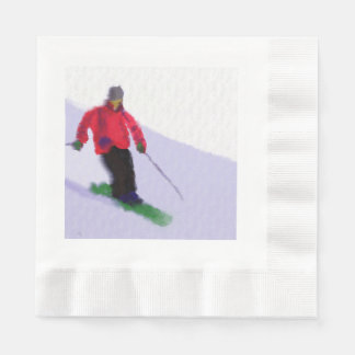 Skifahren an den Pisten Kunst Serviette