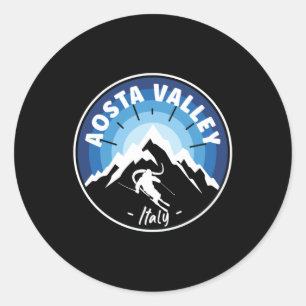 Skifahren Aosta Valley Italien Runder Aufkleber