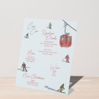 Skifahren Aquarelltränke Bar Sockelschild