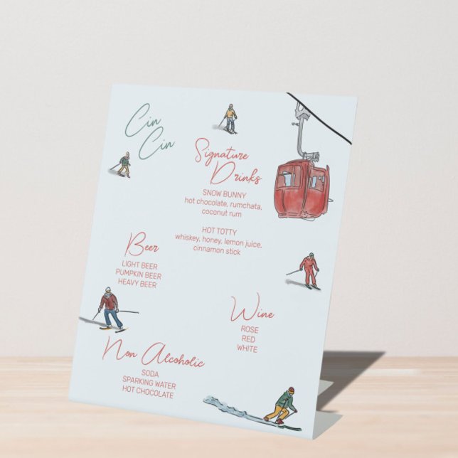 Skifahren Aquarelltränke Bar Sockelschild (Von Creator hochgeladen)