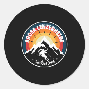 Skifahren Arosa Lenzerheide Schweiz Vintage Runder Aufkleber