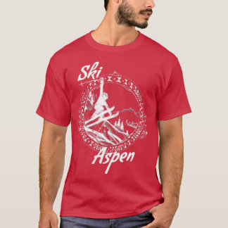 Skifahren Aspen, Colorado Vintage Retro Schneespor T-Shirt