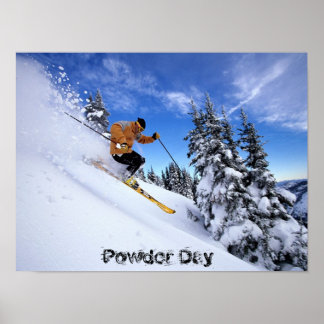 Skifahren auf einem Powder-Tagesplakat Poster