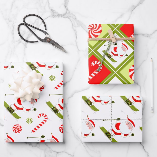 Skifahren auf Kreativität Geschenkpapier Set (Vorderseite)