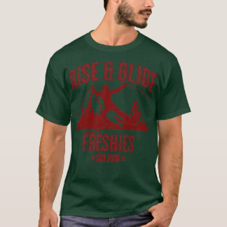 Skifahren Aufstieg und Glide Vintager Maroon Text T-Shirt