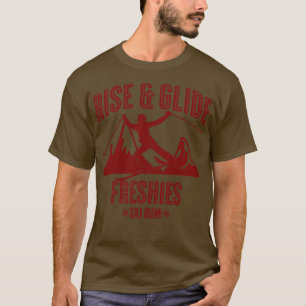 Skifahren Aufstieg und Glide Vintager Maroon Text T-Shirt