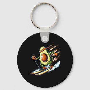 Skifahren Avocado Ninja Geschwindigkeit Schneebirg Schlüsselanhänger