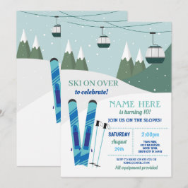 Skifahren Birthday Party Pisten Ski Snowboard Schn Einladung