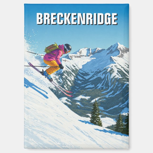 Skifahren Breckenridge Colorado Skier Travel Magnet (Vorderseite)