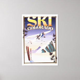 Skifahren colorado vintage Reiseplakat Leinwanddruck