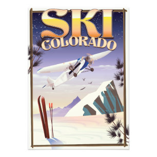 Skifahren Colorado Vintage-Reiseposter Fotodruck