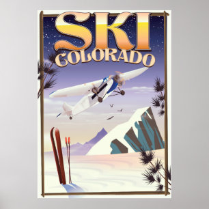 Skifahren Colorado Vintage-Reiseposter Poster