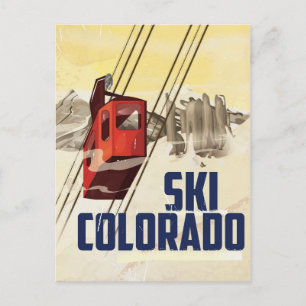 Skifahren! Colorado Vintage-Reiseposter Postkarte