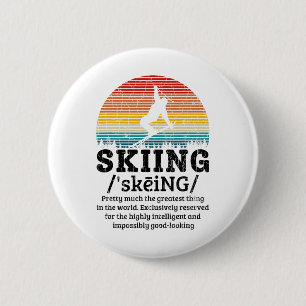 Skifahren Definition Lustig Retro Vintage Ski Skif Button