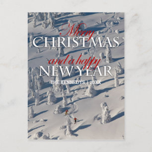 Skifahren durch die Schneegeister Feiertagspostkarte