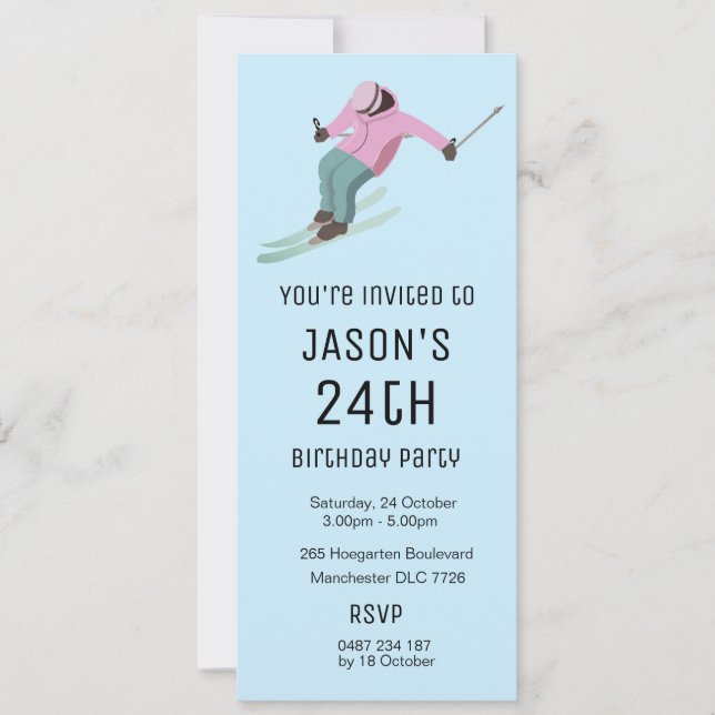 Skifahren Einladung (Vorderseite)