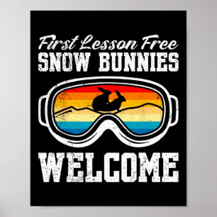 Skifahren Erste Lektion Kostenlos Schneehäschen Wi Poster