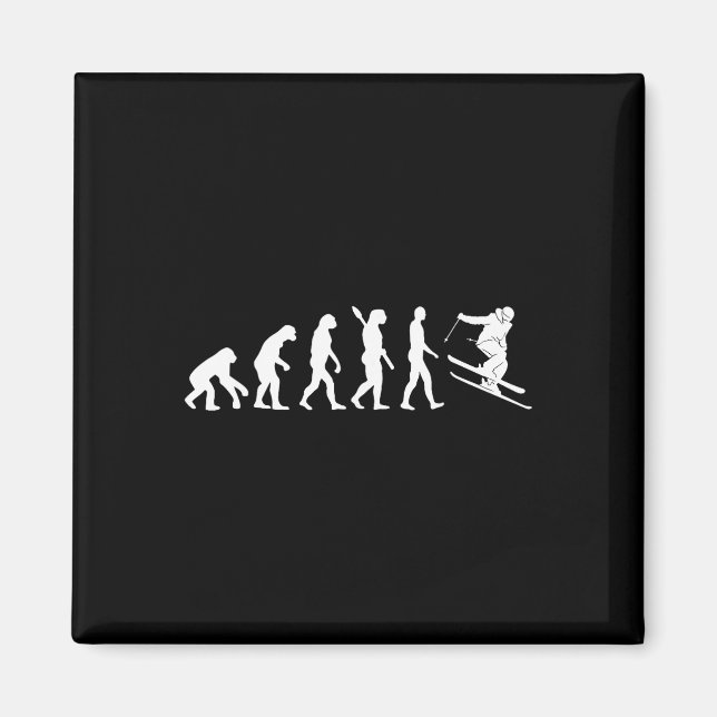 Skifahren Evolution Lustiger Skifahrer Freestyle S Magnet (Vorne)