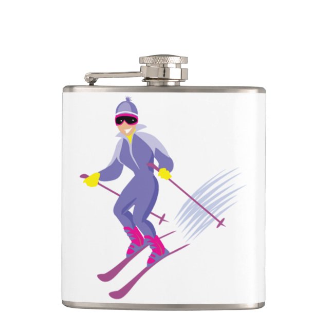 Skifahren Flask Flachmann (Vorderseite)