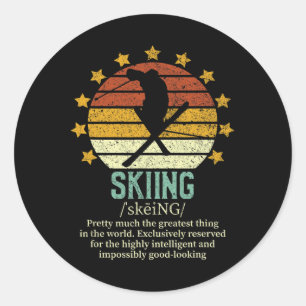 Skifahren Funny Fake Definition Skigebiet Skigebie Runder Aufkleber