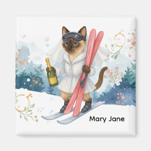 Skifahren für Junggesellinnenabschied Siamese Katz Magnet