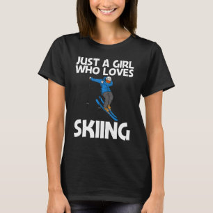 Skifahren für Mädchen Kinder Wintersportschnee T-Shirt