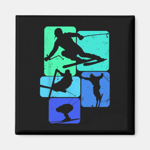 Skifahren für Skifahrer Retro Mens Ski Magnet