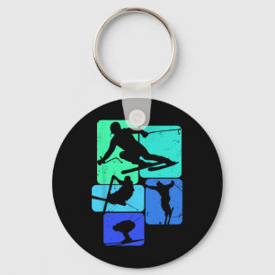 Skifahren für Skifahrer Retro Mens Ski Schlüsselanhänger