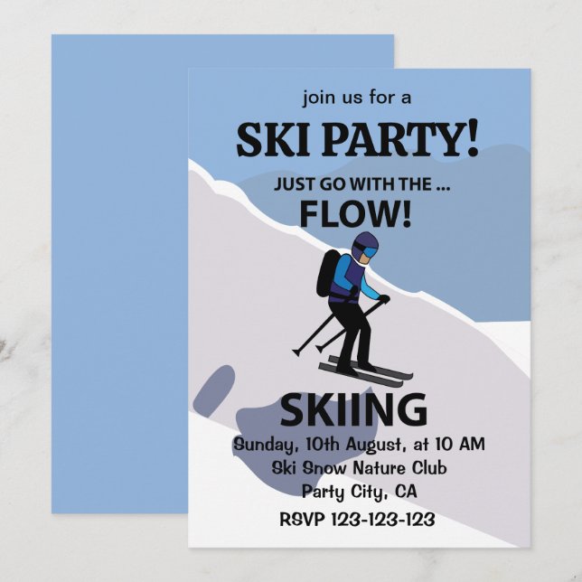 Skifahren geht einfach mit dem Flow Ski Einladung (Vorne/Hinten)