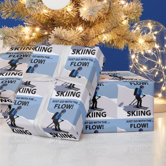 Skifahren geht einfach mit dem Flow Ski Geschenkpapier (Feiertage)