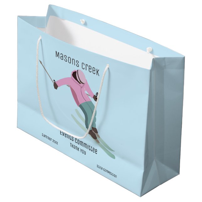 Skifahren Große Geschenktüte (Vorderseite Schrägansicht)