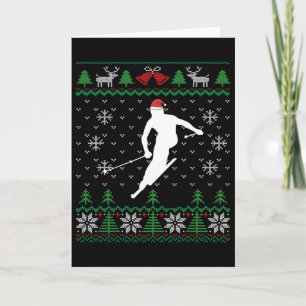 Skifahren Hässliches Weihnachten Ski Weihnachtsman Karte