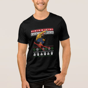 Skifahren Hässliches Weihnachten Tri-Blend Shirt