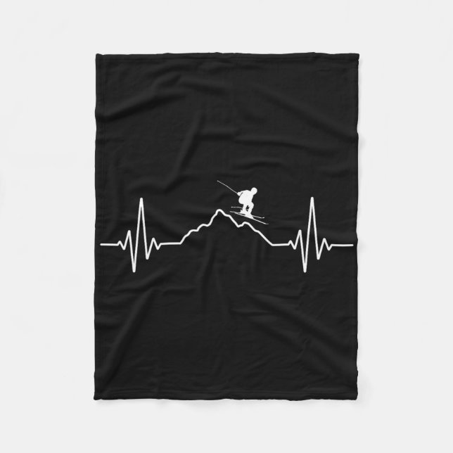 Skifahren Herzschlag Ski-Geschenk für Skifahrer _2 Fleecedecke (Vorderseite)
