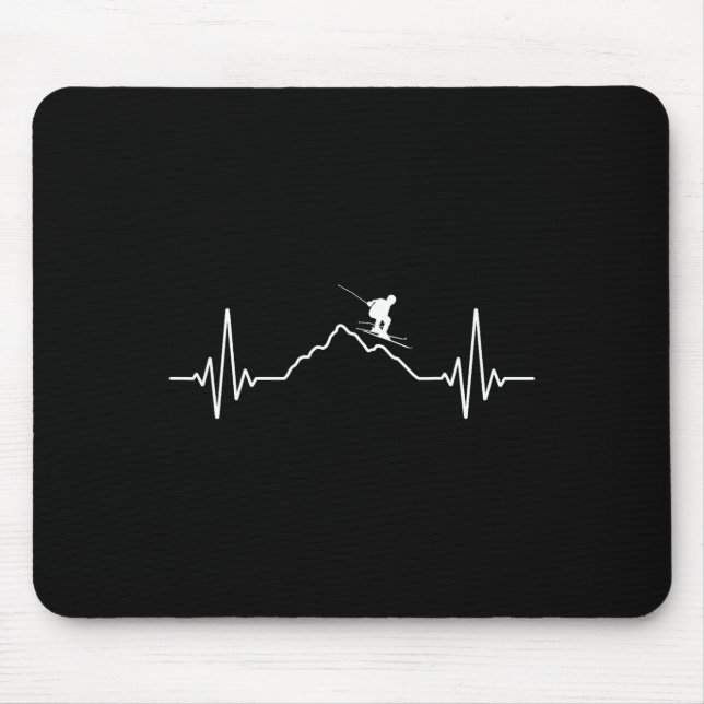 Skifahren Herzschlag Ski-Geschenk für Skifahrer _2 Mousepad (Vorne)