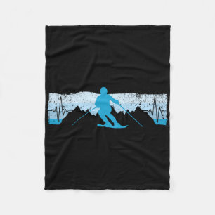 Skifahren Herzschlag Ski-Geschenk für Skifahrer Fleecedecke