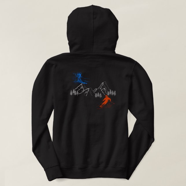 Skifahren Hoodie (Design Rückseite)