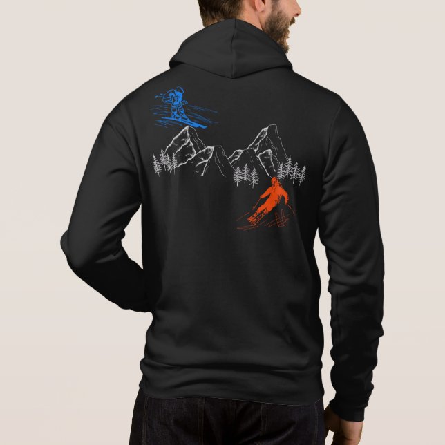 Skifahren Hoodie (Rückseite)